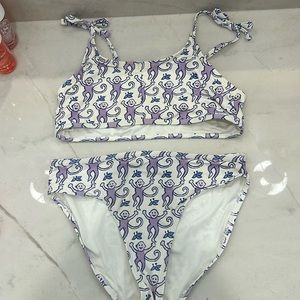 girls roller rabbit purple monkey bikini worn once size 16 great condition